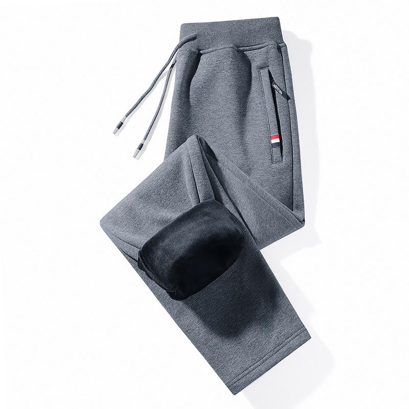 Спортивные брюки из хлопка с эластичной талией для папы среднего и пожилого возраста — свободные, бархатные, большого размера