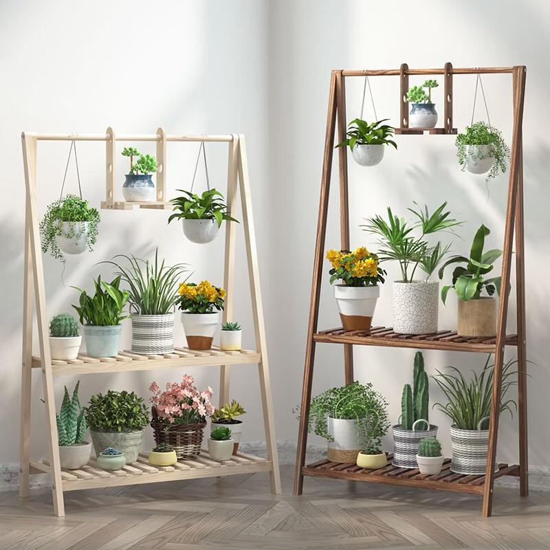 Solid Wood Balcony Flower Stand