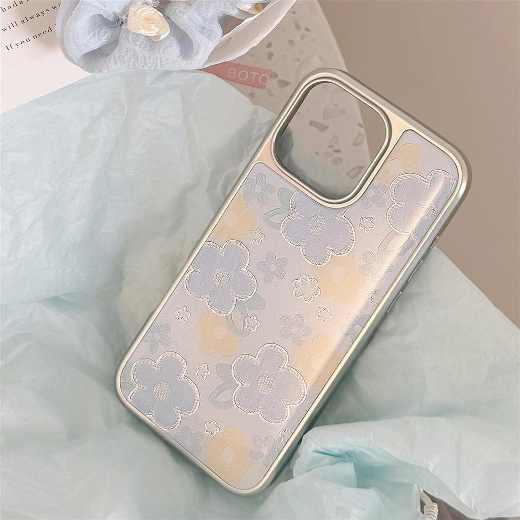 Gilded Instagram Oil Painting Flower Apple 16Promax Phone Case iPhone 15 Drop Glue 1