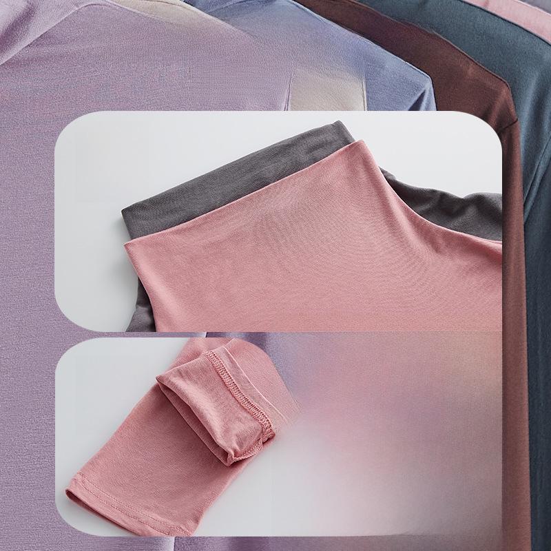 Женский топ-топ из модала с высоким воротом и длинными рукавами, осень 2023 года