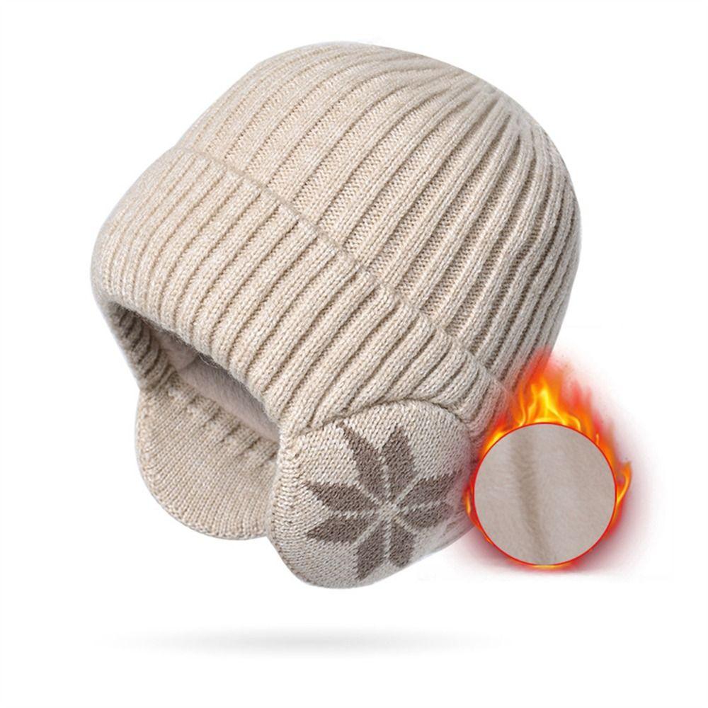 Windproof Knitted Hat Soft Plush Ski Beanie Hat Fashion Bonnet Sports