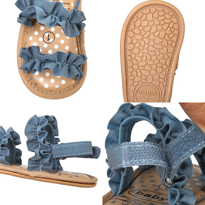 Summer Baby Girls Sandals Toddler Newborn Baby Girl Cotton Shoes Soft Sole Flat Infant Anti-Slip First Walkers