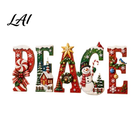 Festive Wall Sign for Christmas PEACE Letter Decor Wood Hanging Holiday Decor Home Party Decoration Rustic Art Living Room Letters