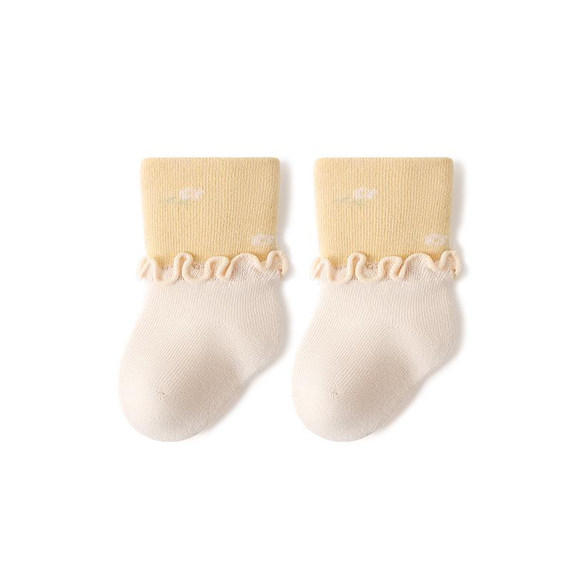 Newborn Infants Frilly Socks Soft Girls Cotton Sock For Kids Flower Pattern Children's Sock High Quality Baby Socken
