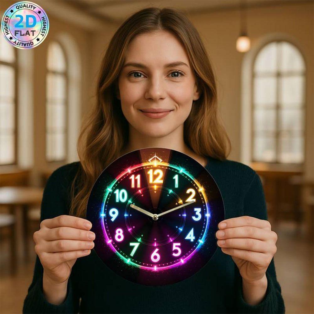 Silent Wall Clock 2D Flat Electronic Color Clock Retro Wooden Alarm Clock  Home and Office Dcor