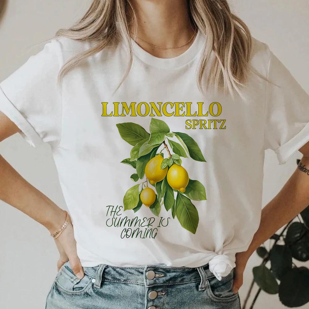 Ретро Футболка с лимончелло La Dolce Vita Лимонная Футболка Футболка из Италии Короткая Женская Футболка Летняя Повседневная Футболка Эстетичная Лимонная Одежда