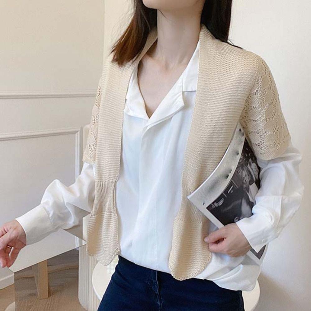 Weave Knitted Hollow Shawl Cross Blouse Shoulder Fake Collar Autumn/Winter/Spring/Summer