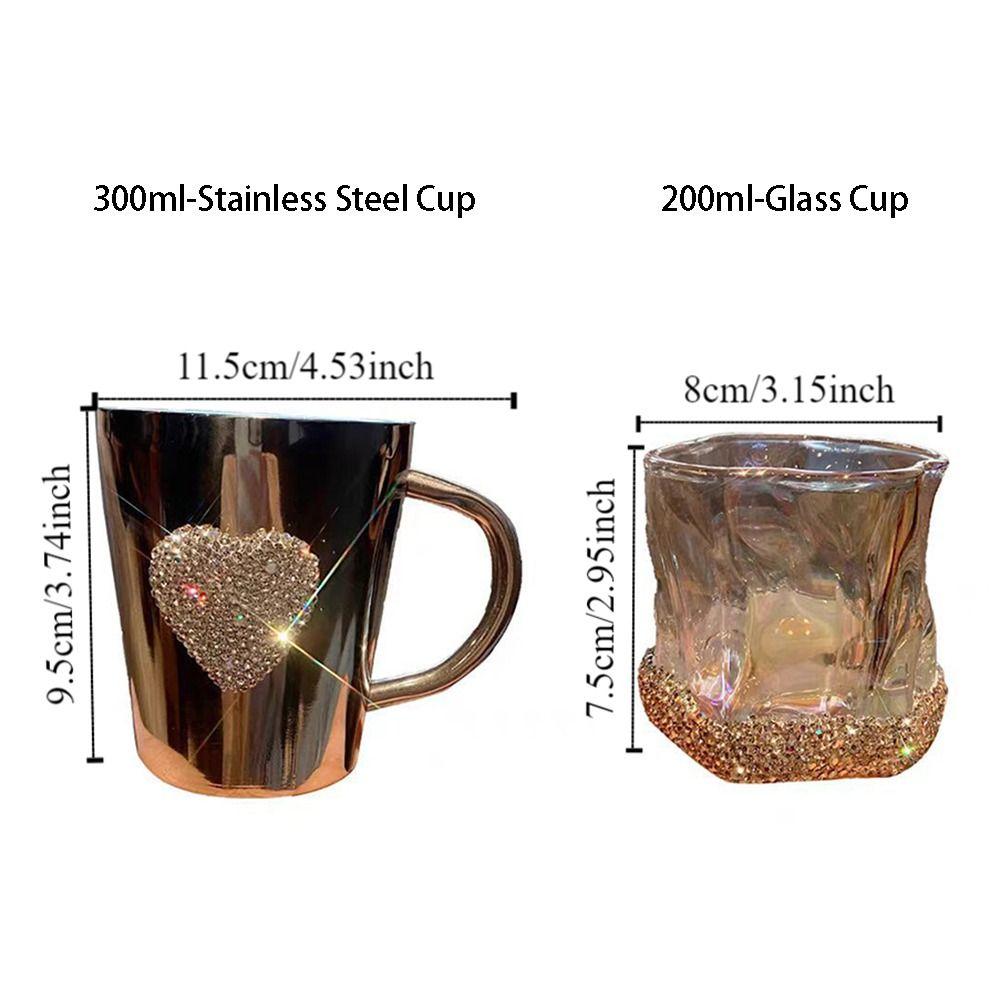 Блестящая кружка для воды в форме сердца, питьевая кружка из нержавеющей стали, кружка для молока, кружка для чая, бытовая