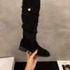 Fashion Knight Boots Ladies 2024 Chunky Heel Autumn Winter Western Tall Thin Retro Slim Fold Pile Women's Riding Boots