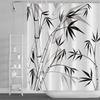 Abstract Black and White Bamboo Leaf Shower Curtain-classic Ink Painting Bamboo Plant Shower Curtain, Polyester Fabric with Hook
