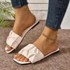 Fashion Shoes for Women 2024 Hot Sale Square Toe Women Slippers Summer Open Toe Solid Light Casual Flat Comfortable Large Size Slippers