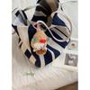 Bag Korean Lazy Wind Underarm Bag 2025 New Casual Striped Canvas Bag Large Capacity Shoulder Shopping Bag Bag