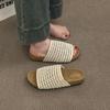 Французские плетеные удобные полушлепанцы для верхней одежды женская обувь лето 2025 новые дышащие полые повседневные римские сандалии