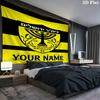 Beitar Jerusalem Fc Crest Custom Name Wall Tapestry Aesthetic Wall Hanging Printed Fabric Blanket Decorative Tapestries for Bedroom Living Room Home D