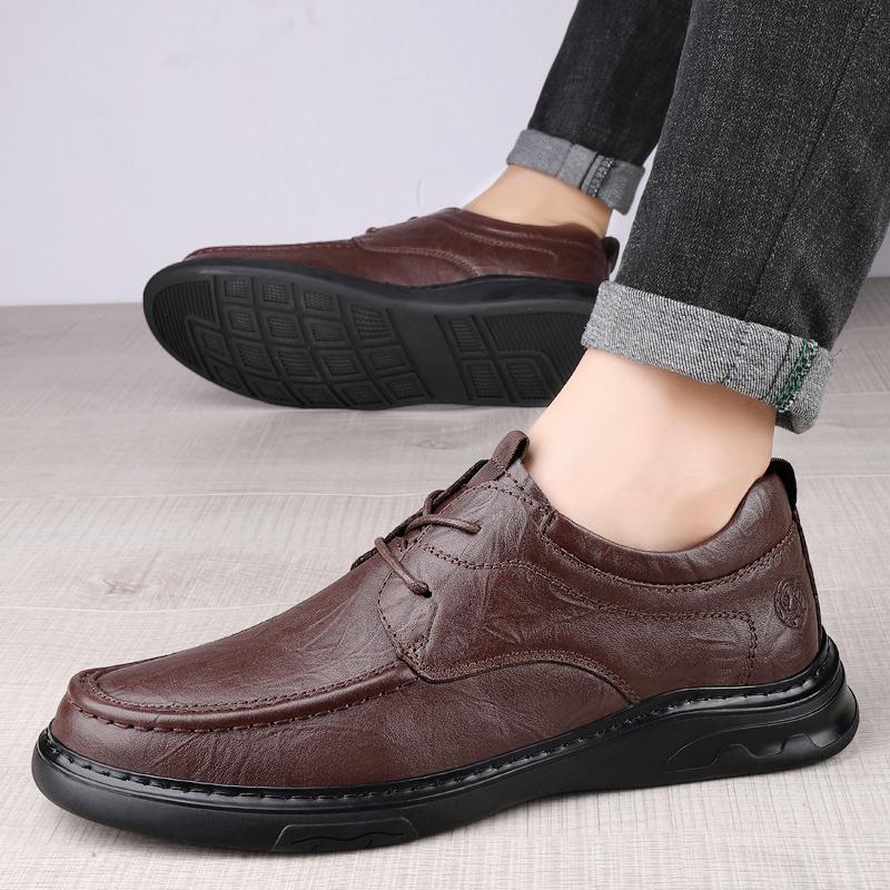 Повседневные мужские кожаные туфли из натуральной кожи высокого качества в мужском стиле для отдыха, бизнеса, вечеринок, повседневные, офисные туфли для взрослых, черные, коричневые