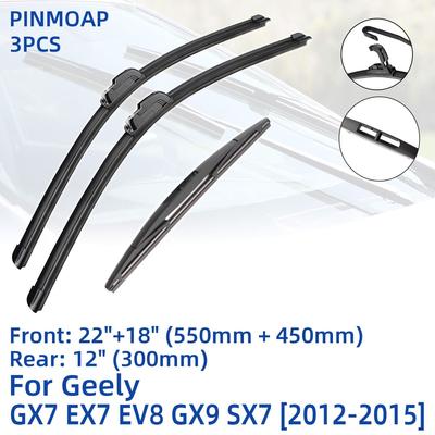 3 шт. для Geely GX7 EX7 EV8 GX9 SX7 2012-2015 22 "+ 18" + 12" передние и задние щетки стеклоочистителя, резак для лобового стекла, аксессуары 2012 2013 2014 2015