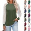 Women's  Long Sleeve  T Shirts Round Neck Lace Tops  Casual Blouses Trendy  Fashion Top