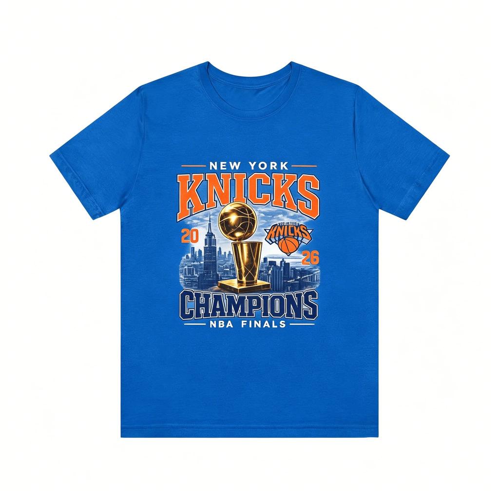 Футболка чемпиона New York Knicks 2026 Финал Трофей Городской пейзаж Футболка 2026 Лето Новая Мужская Женская Мода Хлопковая Футболка Y2K