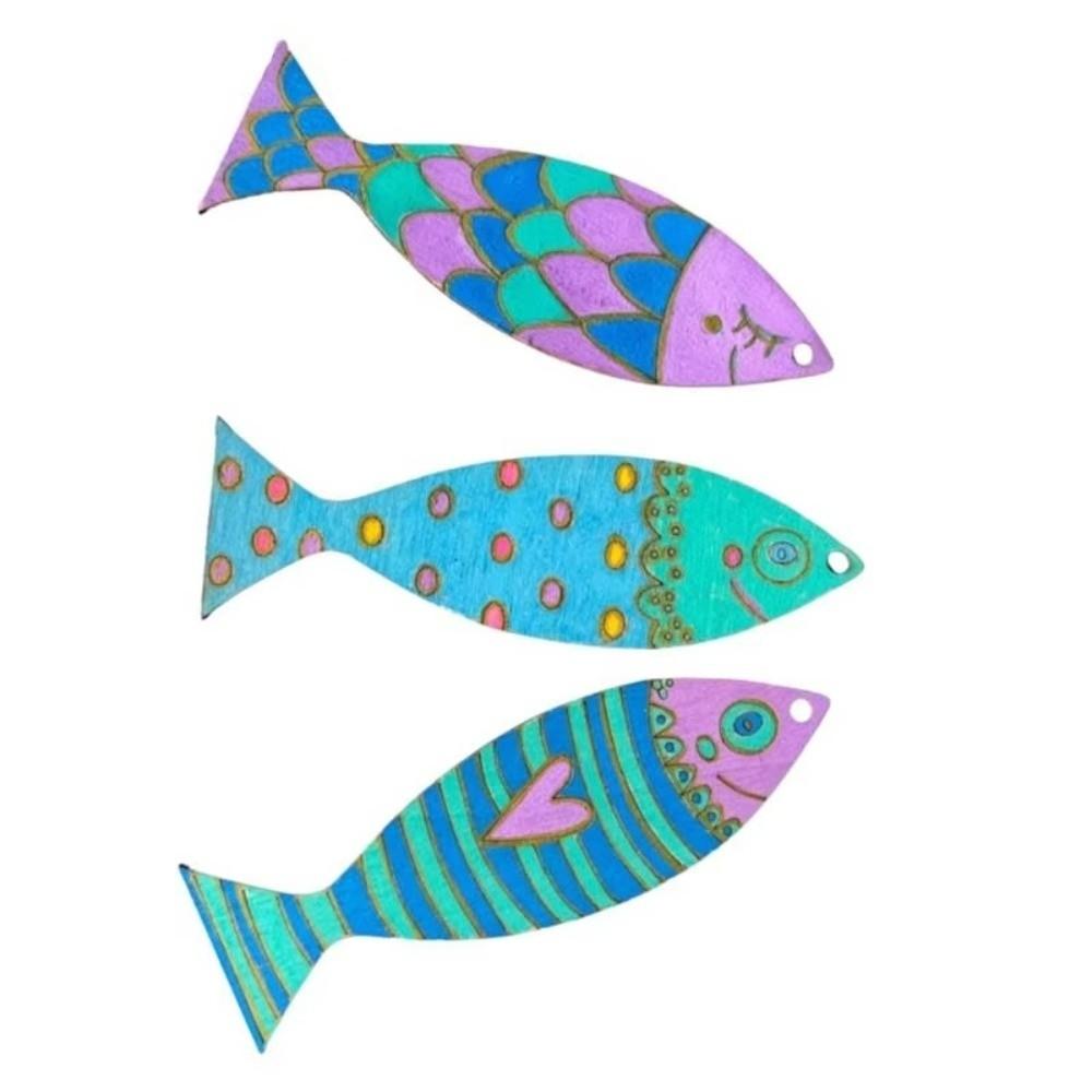 40PCS Unfinished Wooden Fish Cutouts Sea Animal Fish Shape Wood Slice Fish Wall Decor Wall Art