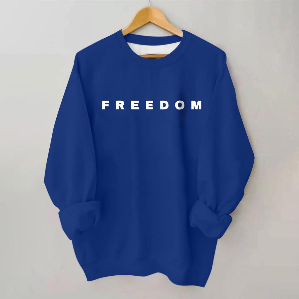 Women's Loose And Comfortable Round Neck Long Sleeved Sweatshirt With Printed Text