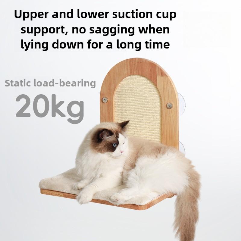 DIY Free Combination Cat Hammock Suction Cup Solid Wood Cat Bed Window Hanging Cats Hammock Sisal Scratching Post Pet Supplies