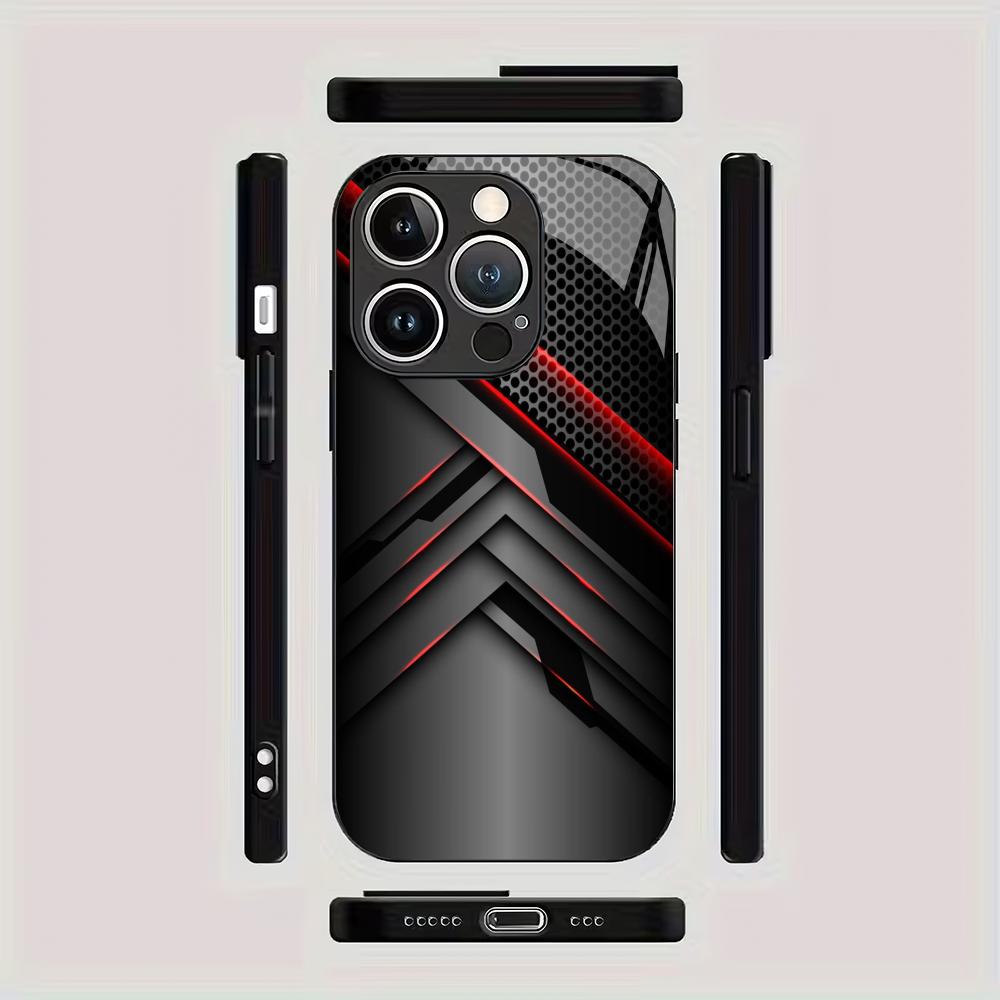 Модный чехол из закаленного стекла с геометрическим узором, подходит для iPhone 17 16 15 14 13 12 11 Pro/Max/Plus, противоударная задняя крышка