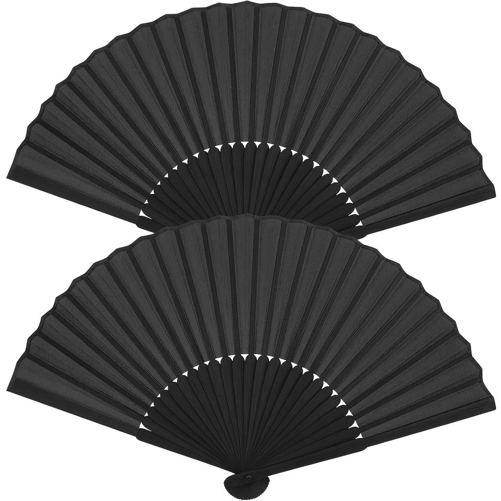Hand Fan Black Foldable Hand Fan Black Pocket Fan Hand Folding Fan Chinese Fan for Summer Party Dancing Wedding Home Decorations