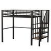 Loft Bed 140 x 200 Stable Metal Construction with Spacious Storage Space Under the Bed and Stairs Ideal for Children and Adults