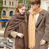 Thick Wool Scarf Solid Color Unisex Winter Scarf with Cashmere Fringe Warm Windproof Plaid Wrap for Women & Men