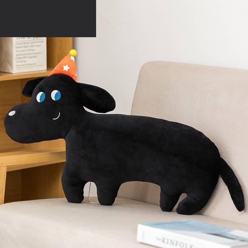 Мягкая пушистая плюшевая игрушка-подушка такса с вышивкой для спальни, комнаты, гостиной