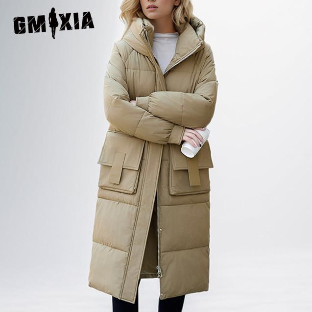 GMXIA Женские винтажные повседневные однотонные куртки и пальто с капюшоном с длинными рукавами и осенне-зимним принтом