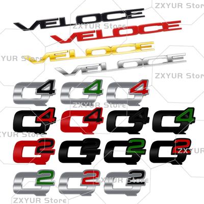 Металлический значок VELOCE Q2 Q4 Наклейка на автомобиль Буквенный значок Декаль Декор кузова задней части багажника Для 159 147 Junior Giulia Stelvio