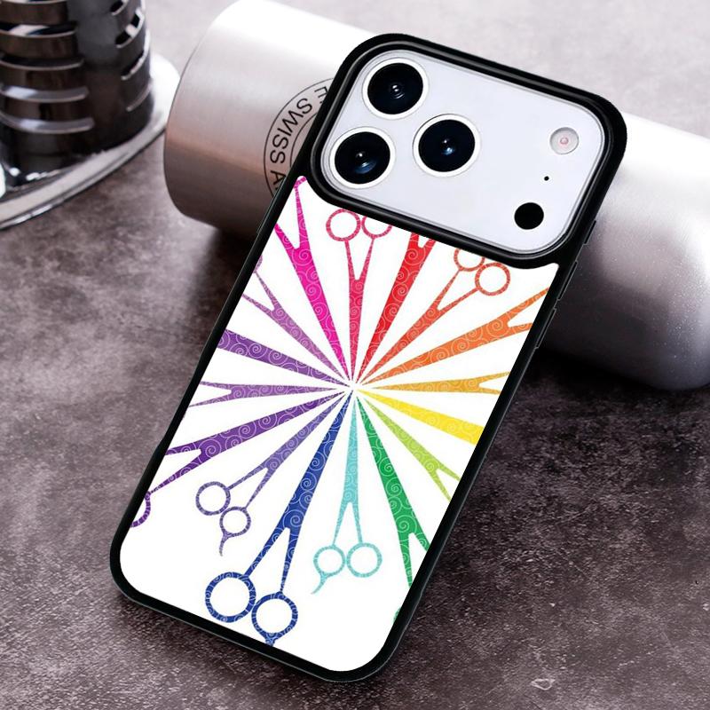 Hair Stylist Scissors Brush Switch Phone Case for iPhone 17 16 15 Pro Max Air 14 13 12 11 Plus Shockproof Cover