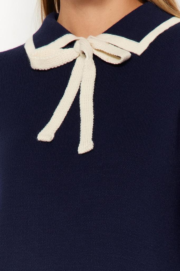 Женский модный стильный свитер в хиджабе, темно-синий воротник, детальный трикотажный свитер