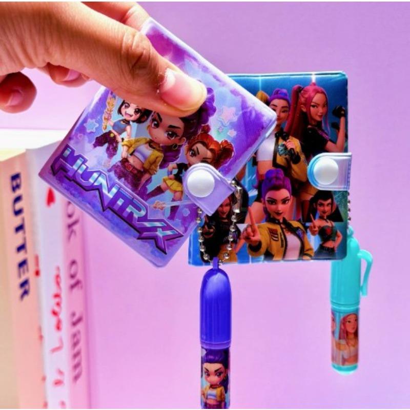 New KPOP Devil Hunter Girl Notebook Cartoon Stationery Set, Includes Notebook and Pen, Student Stationery Gift