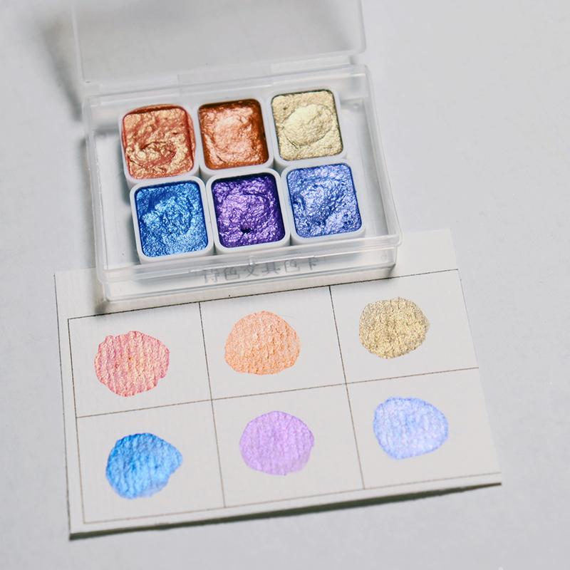 1 мл 6-цветная серия Pearl Ручной набор твердых акварельных красок Художественная роспись ногтей Декоративная акварель