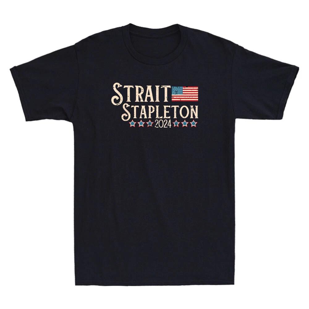 Мужские и женские футболки Strait Stapleton 2024 Американский флаг Кантри Фестиваль Концерт Ретро