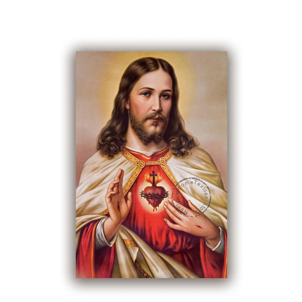 Христос Иисус Холст Картина Религиозный постер Священное Сердце Иисуса Настенная живопись Плакаты и принты Настенный постер Домашний декор