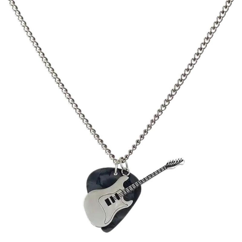 Hip-hop Guitar Pick Pendant Necklace Punk Electric Guitar Sweater Chain Guitar Chain Choker Unisex