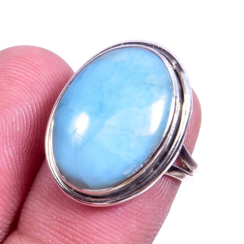 Natural Republic Larimar Gemstone 925 Solid Sterling Silver Gift Ring S.6 I8o80
