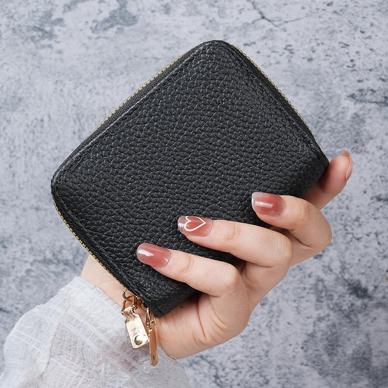 Ins New Double-decker Women's Card Bag PU Leather Zipper Certificate Bag Female Large-capacity Driver's License Card Slot Wallet