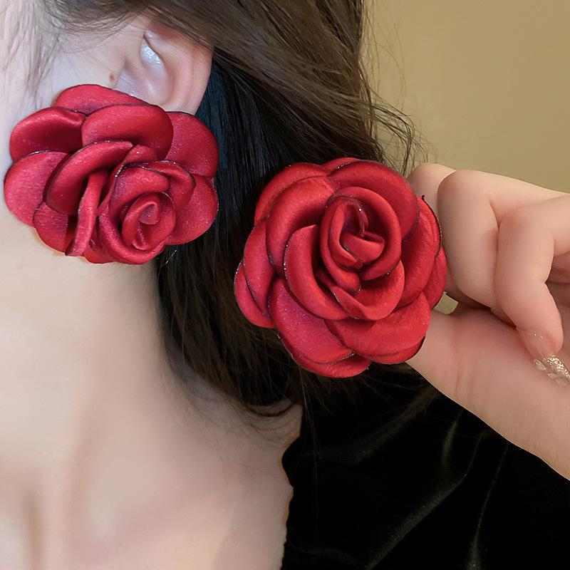 Серьги с розовыми цветами в форме сердца и кошачьим глазом, модные серьги, высококачественные серьги