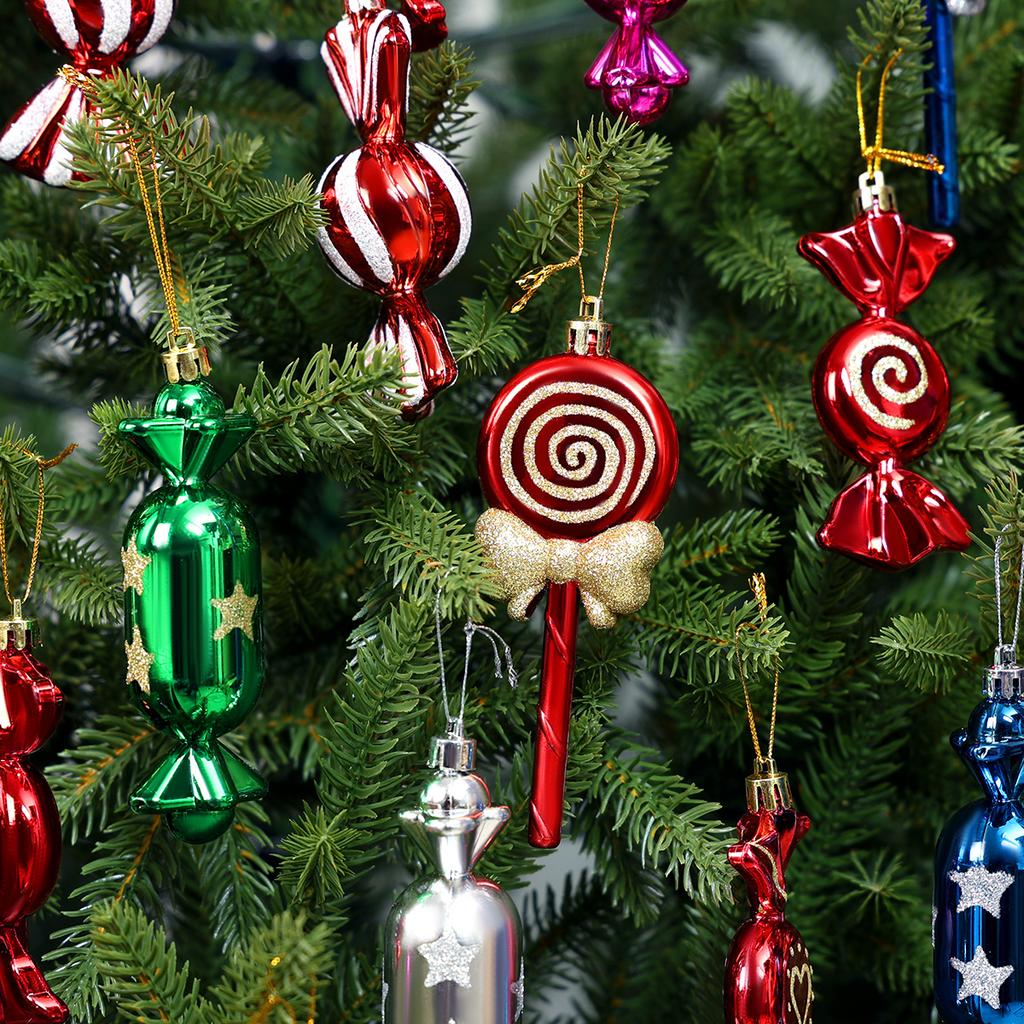 StarryLights Christmas tree ornaments set, candy-shaped baubles, mix of colors