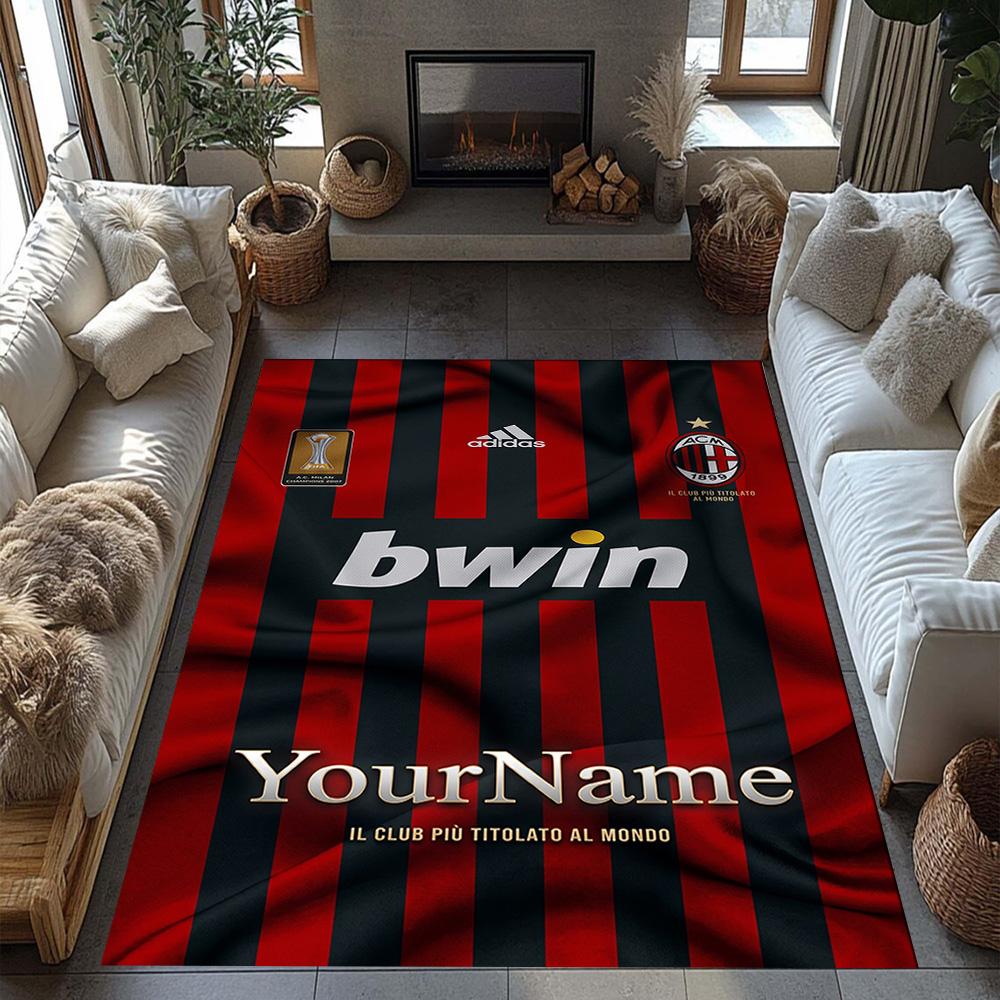 Ac Milan Personalized Text Area Rug Suitable for Living Rooms Playrooms Dining Room Bedrooms Anti-slip Rug Decorate Offices Wedding Party Gift