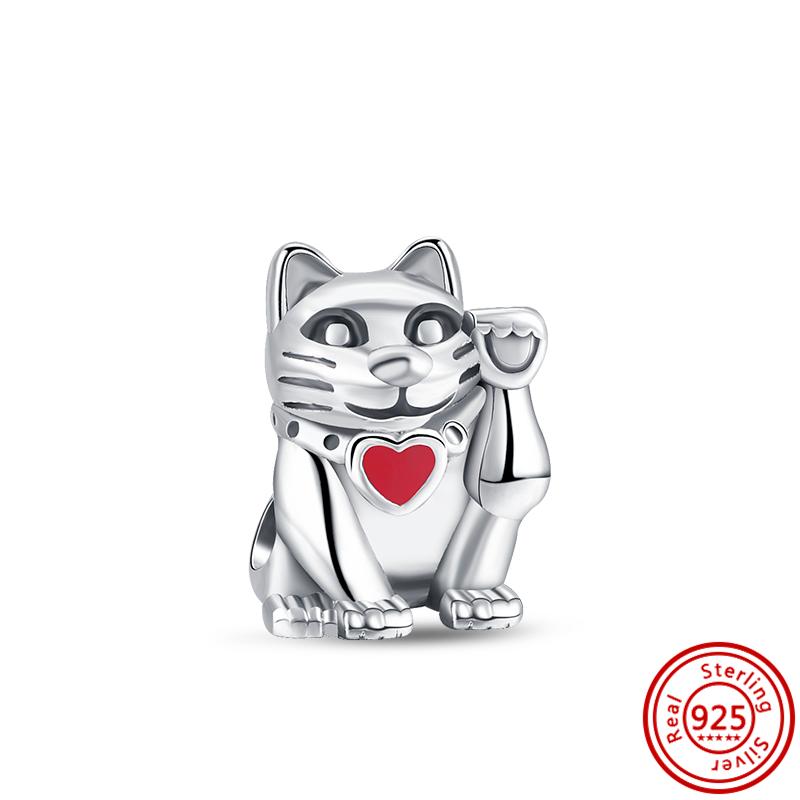 S925 Серебряный Подвеска в виде животного кошка, собака, панда, сова, белка, единорог, лошадь, медведь, кролик, сделай сам, бусина подходит для оригинального браслета, ювелирные украшения