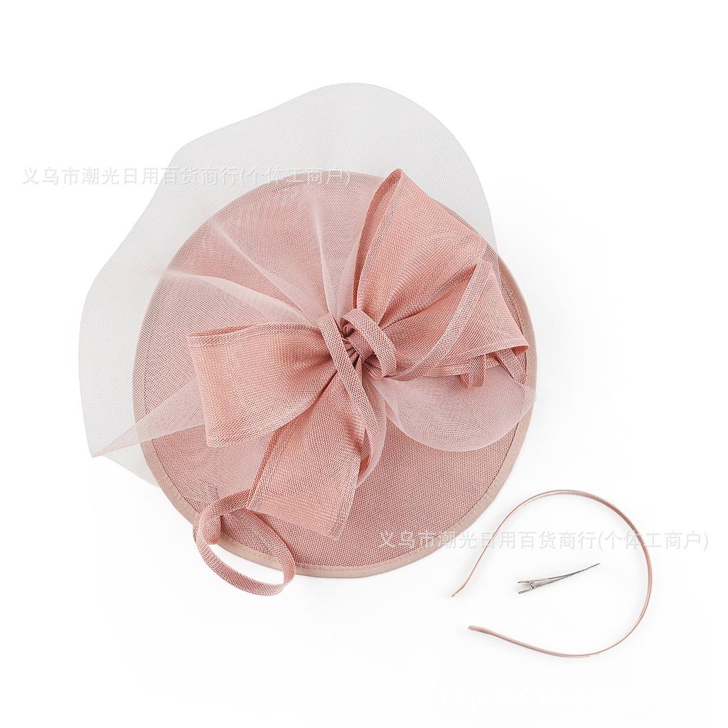 New bow imitation hemp top hat headgear socialite horse racing festival tea party exaggerated top hat