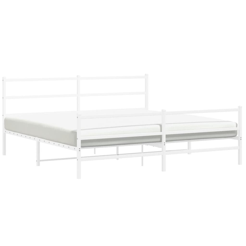 Vidaxl Металлическая Рама Кровати С Изголовьем И Изножьем, Белая, 193X203 См