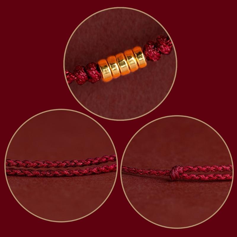 Браслет ручной работы из красной веревки на удачу с золотыми бусинами, регулируемой длины, браслеты-цепочки на руку для женщин, браслеты-обертывания на запястье