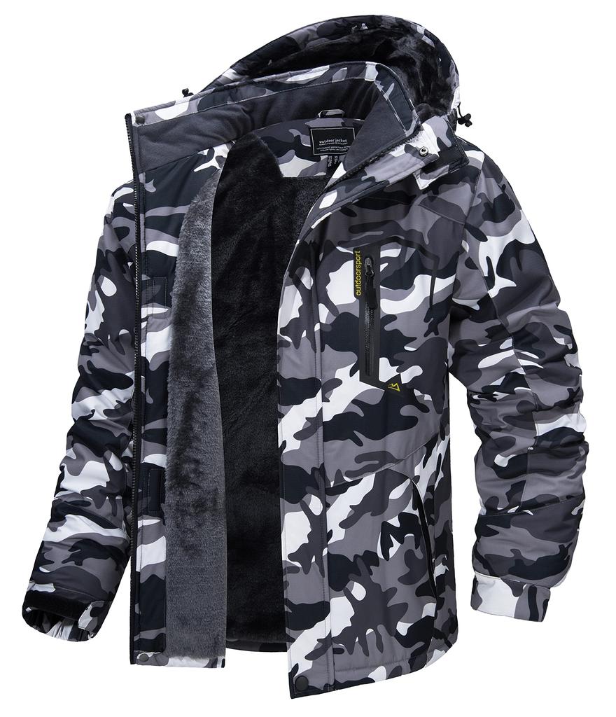 TACVASEN Anorak Winter Motorcycle Cold Weather Black Size L Men's Jacket, Coat, Fishing, Warm, Fleece-Lined, Protection, Hooded, Camouflage,