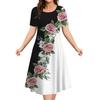 Estampa Floral Feminina Elegante Vestido Midi, Roupas Femininas De Manga Curta Extragrande, Moda Verão, 2024